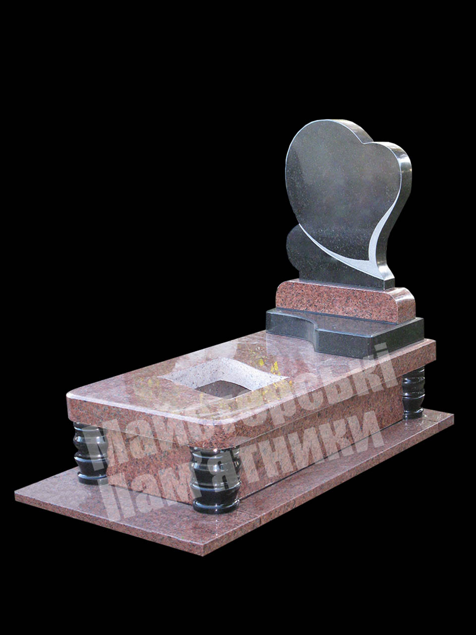 дитячий пам'ятник з лезниківського граніту, верхня плита у вигляді серця