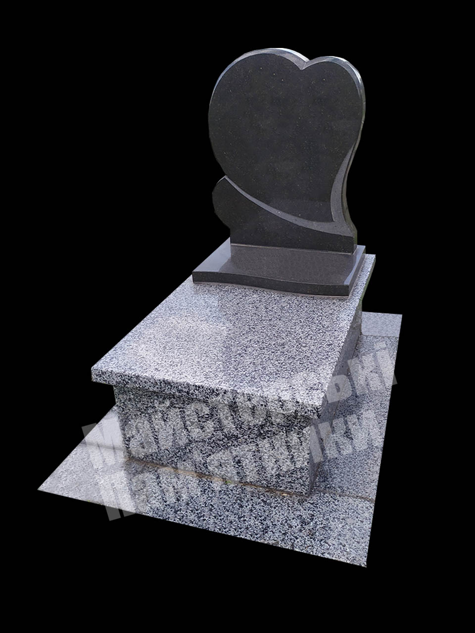 пам'ятник дитячий з покостовського граніту, верхня плита у вигляді серця