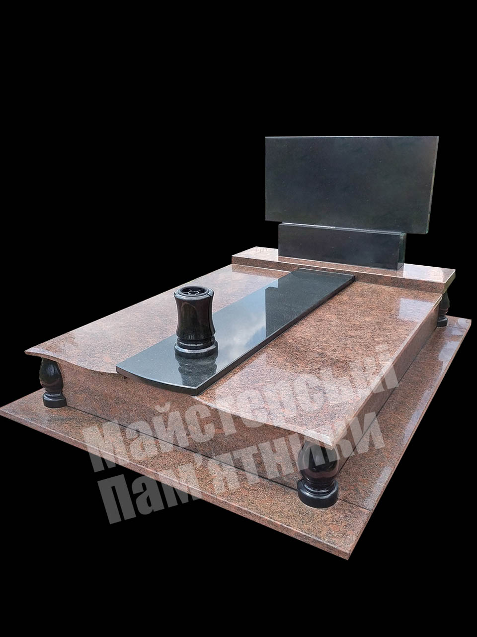 прямокутний двійний закритий надгробок з новоданилівського граніту